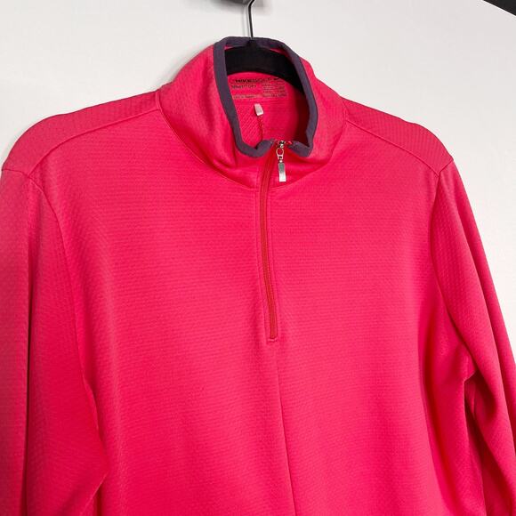 Nike Boys Large 12-14 Pink Long Sleeve 1/4 Zip Pullover Golf Fit Dry Textured - Picture 3 of 10